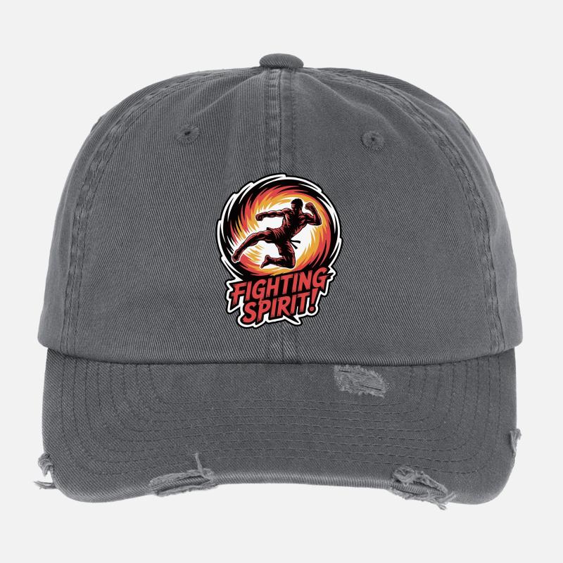 Illustration de combat d’arts martiaux dynamiques Casquette vintage effet usé Flexfit