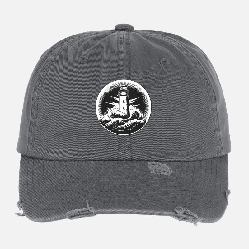 Lighthouse in the storm Flexfit Vintage Destroyed Cap