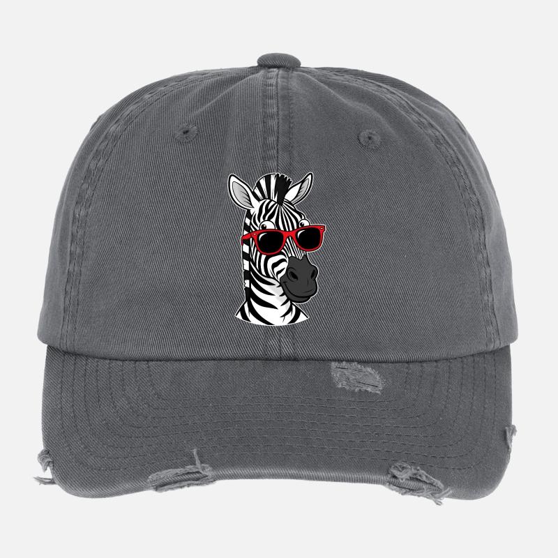 Zebra mit Sonnenbrille Design Flexfit Vintage Destroyed Cap