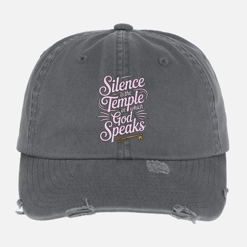 Silence – God Speaks Design - Flexfit Vintage Destroyed Cap - dark grey