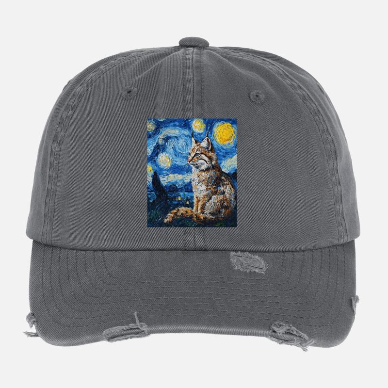 Luchs Van Gogh Style Starry  Flexfit Vintage Destroyed Cap