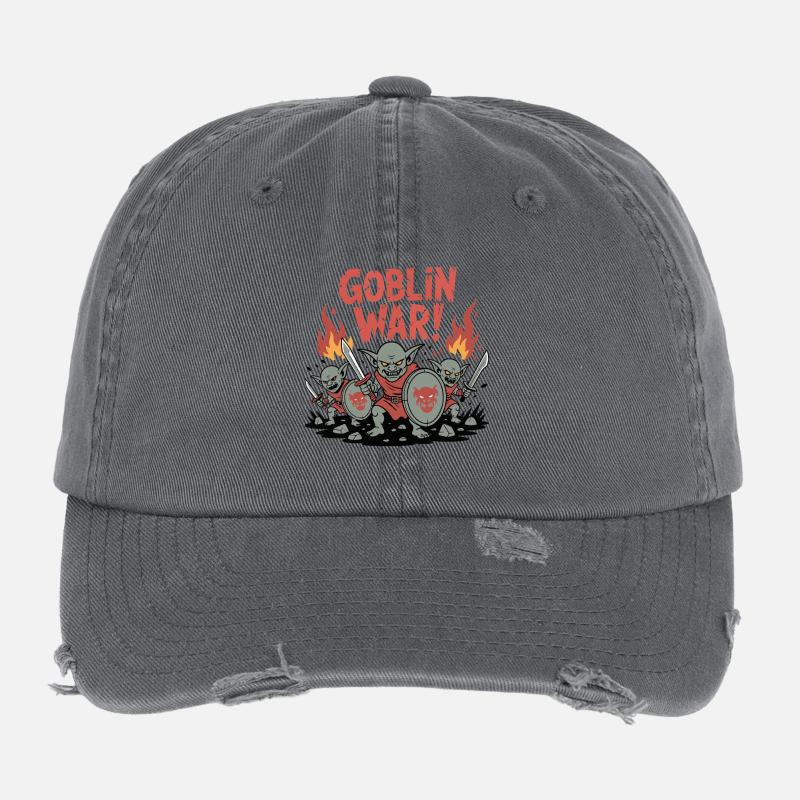 War Battle Illustration Flexfit Vintage Destroyed Cap