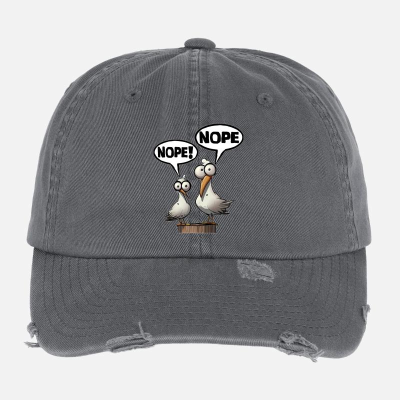 Humorous seagulls with no-sayings Flexfit Vintage Destroyed Cap