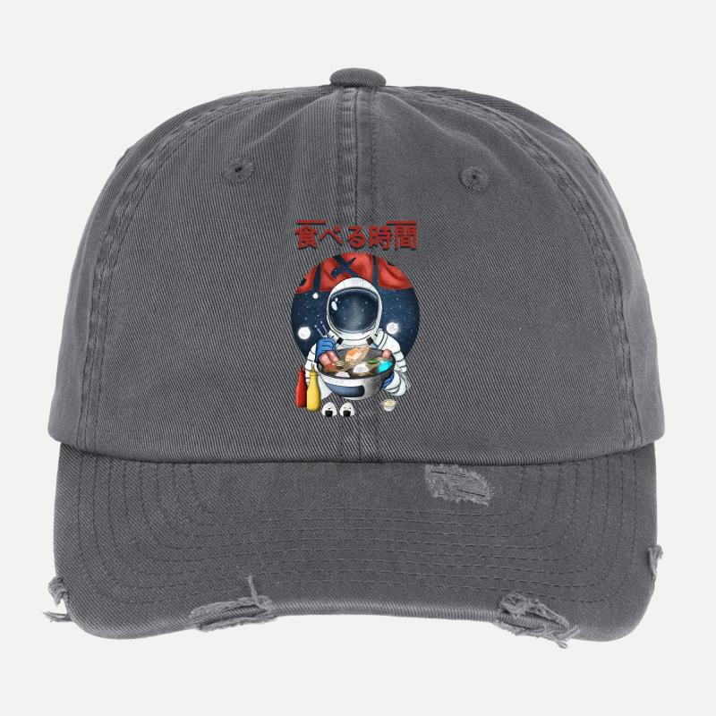 Astronaute mangeant des ramen Nightscape Casquette vintage effet usé Flexfit