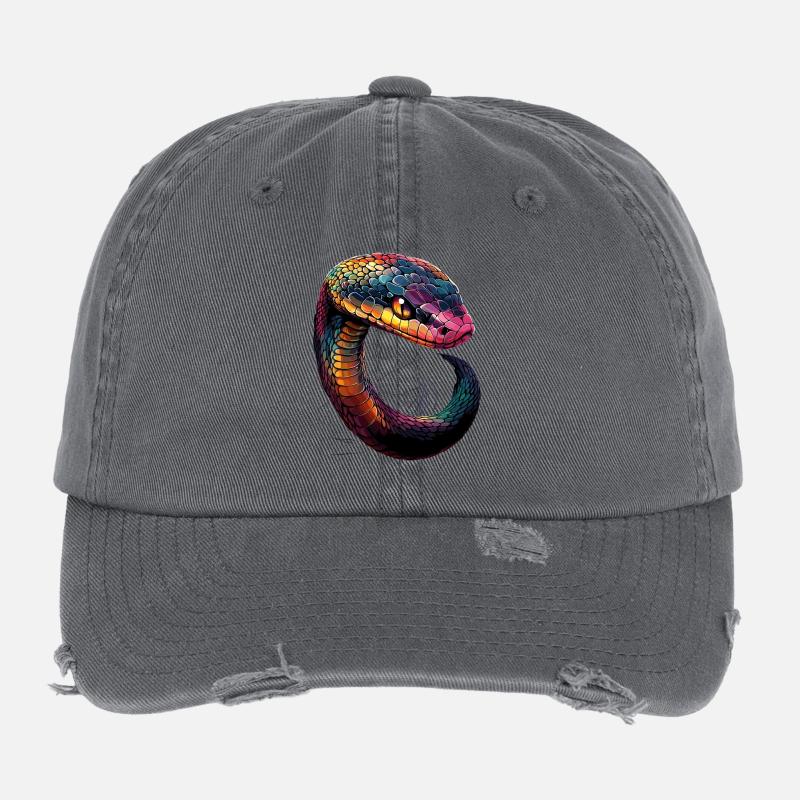 snake, python, cobra, rattlesnake, snakes Flexfit Vintage Destroyed Cap