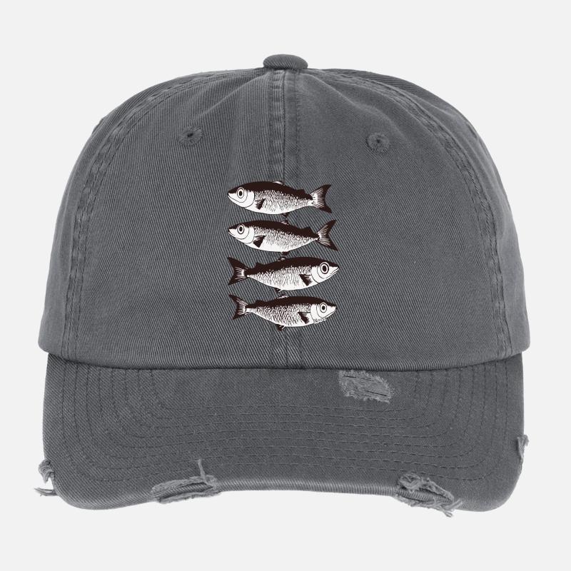 Motif de poisson stylisé Casquette vintage effet usé Flexfit