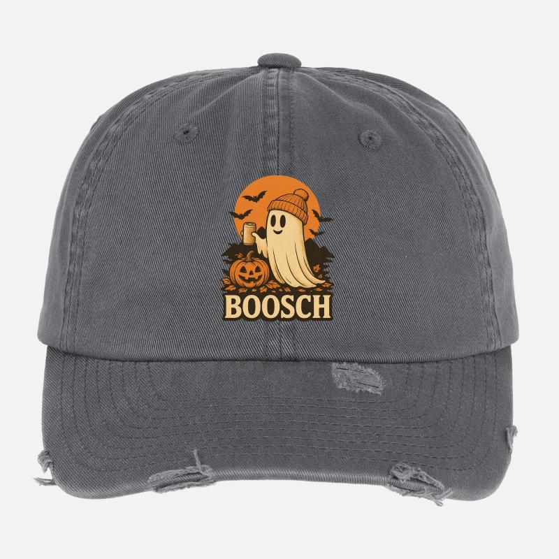 Ghost Busch Halloween Boosch Scary Costume Tee - Flexfit Vintage Destroyed Cap - dark grey