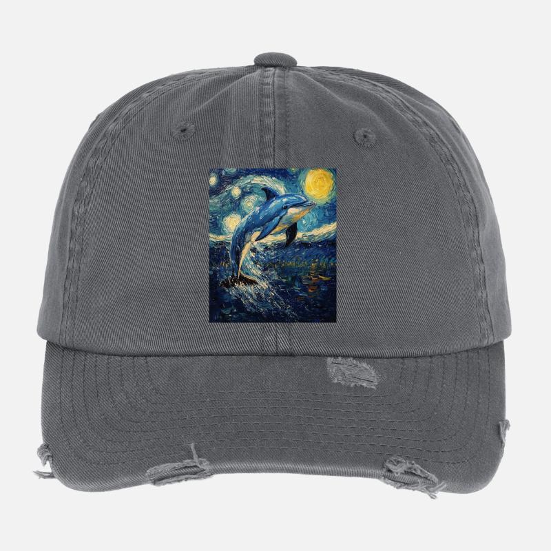 Delfin Style Van Gogh Étoilé Casquette vintage effet usé Flexfit