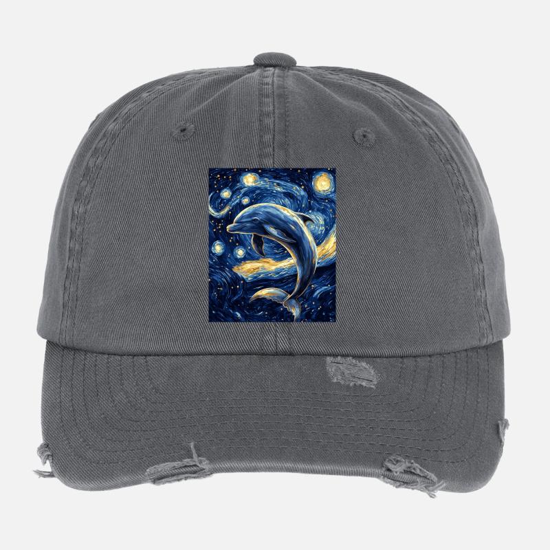 Delfin Van Gogh Style Starry Flexfit Vintage Destroyed Cap