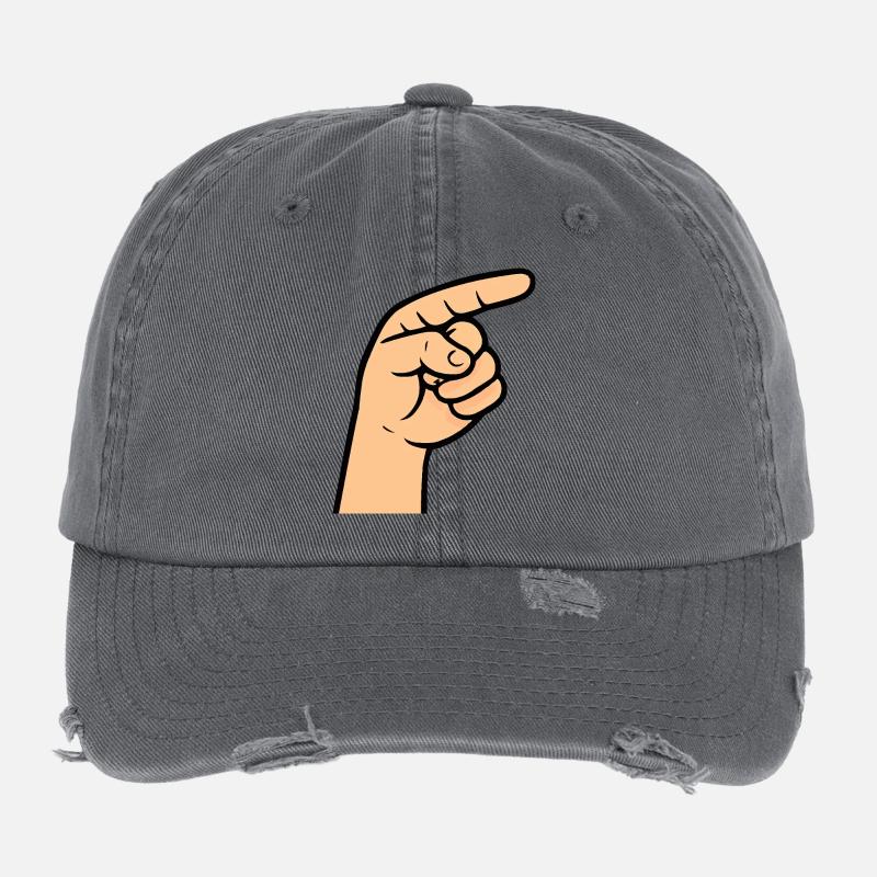 Finger Pointing Cartoon Design Flexfit Vintage Destroyed Cap