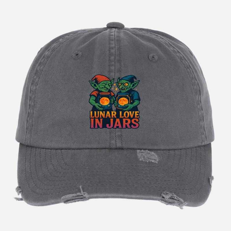 Goblincore Astronomy Goblins Flexfit Vintage Destroyed Cap