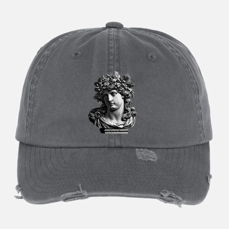 Antike Büste des Bacchus – Klassische Gravur Flexfit Vintage Destroyed Cap