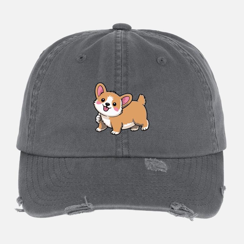 Mouvement de queue de corgi Casquette vintage effet usé Flexfit