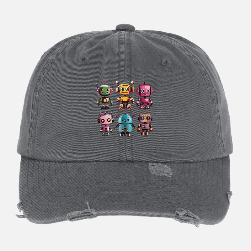 Colorful robot friends Flexfit Vintage Destroyed Cap