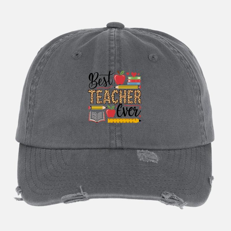 Bester Lehrer Leopard Schreiben Flexfit Vintage Destroyed Cap