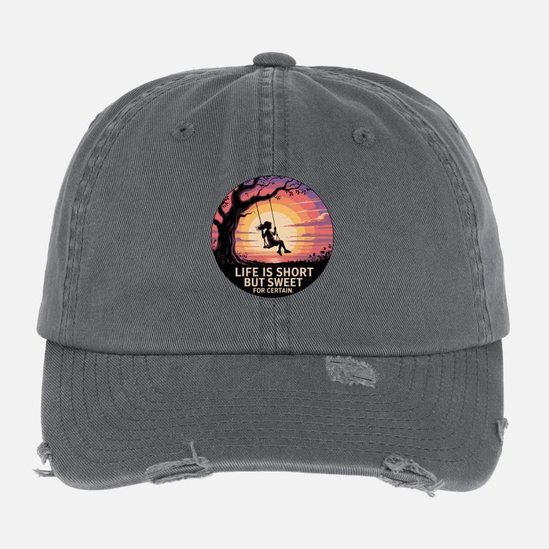 LA VIE EST COURTE MAIS DOUCE, C’EST CERTAIN Casquette vintage effet usé Flexfit