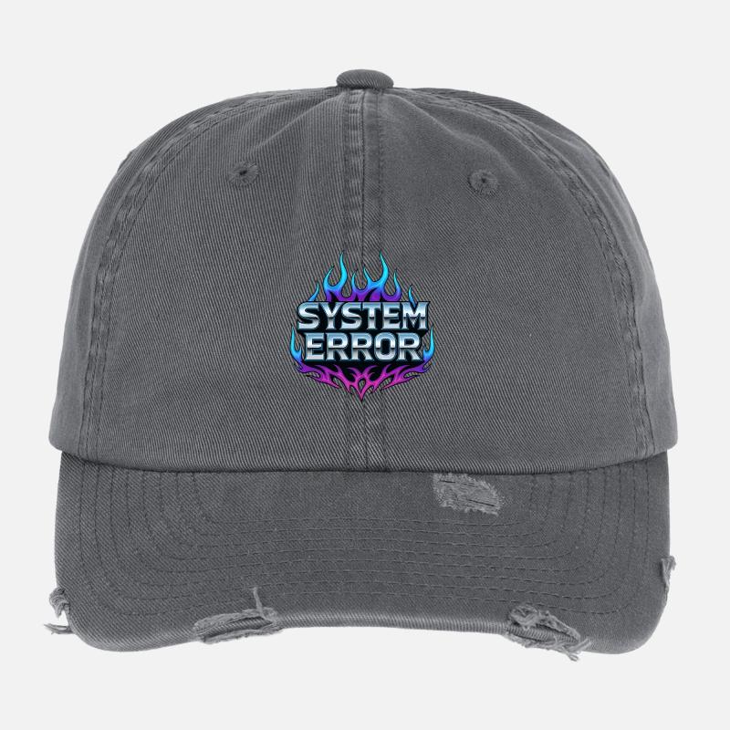 Erreur du système Flame Graphics Casquette vintage effet usé Flexfit