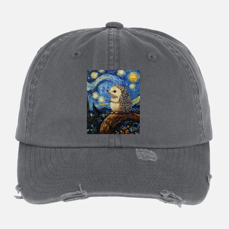  Igel Van Gogh Style Starry Night Flexfit Vintage Destroyed Cap