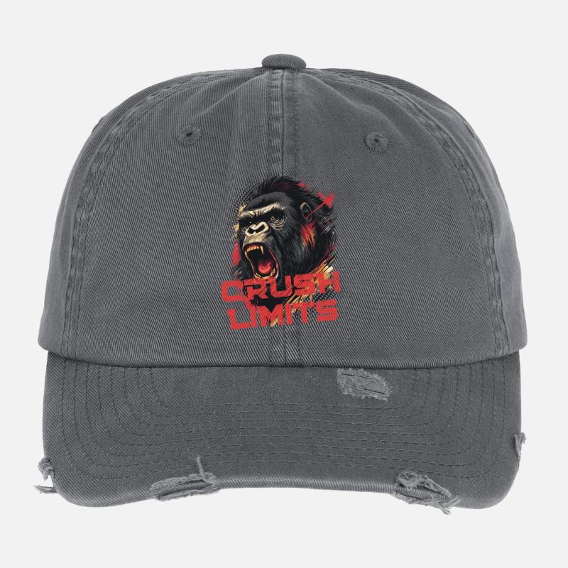 Crush Limits - Gorilla Motivation Casquette vintage effet usé Flexfit
