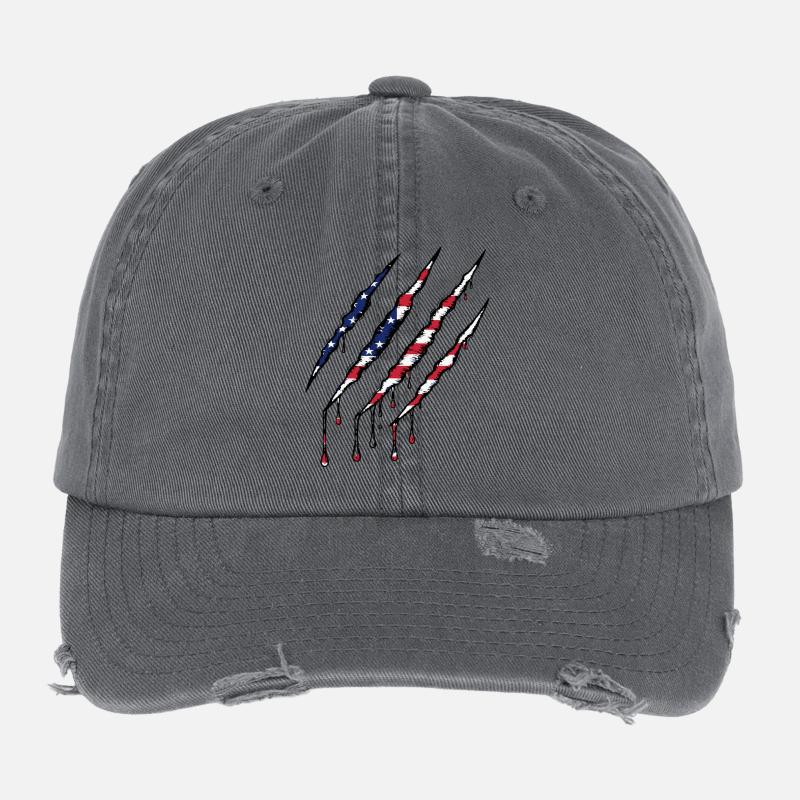 Scratch USA Flag Scratch Trace - Casquette vintage effet usé Flexfit - charbon