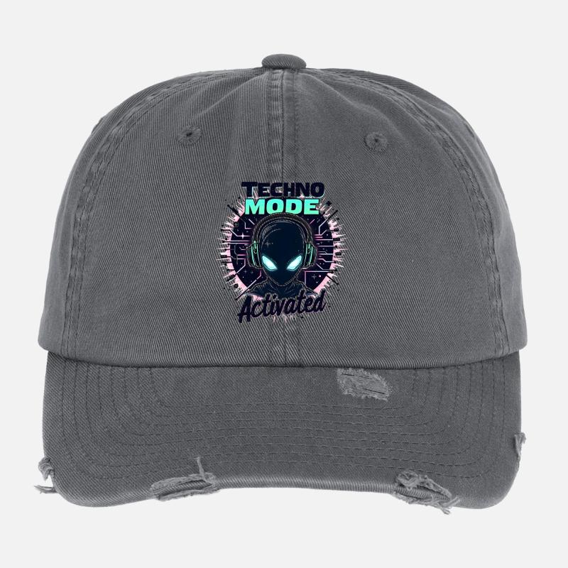 Mode Techno activé – Rave Music Casquette vintage effet usé Flexfit