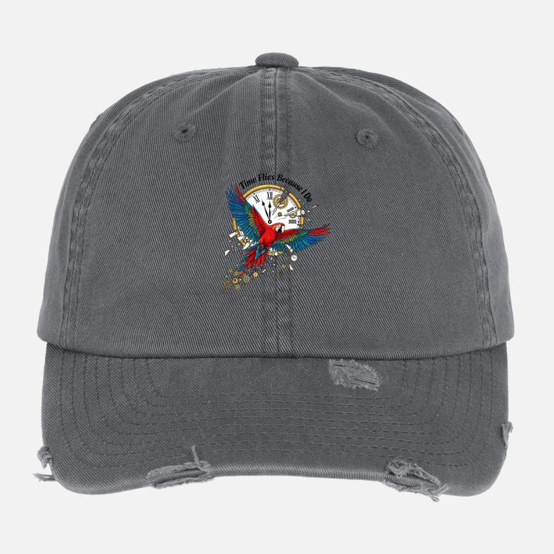 Zeitparrot im Steampunk-Stil Flexfit Vintage Destroyed Cap