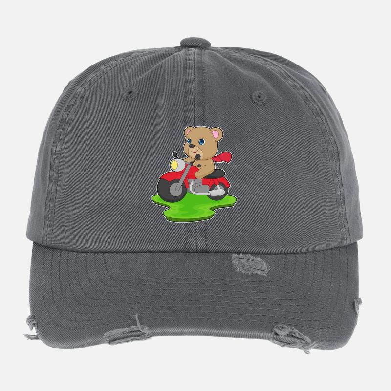Bear Motorcycle Flexfit Vintage Destroyed Cap