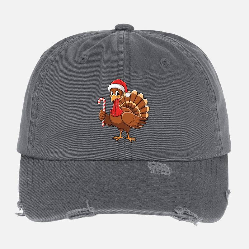 Dinde avec chapeau de Noël Thanksgiving Casquette vintage effet usé Flexfit
