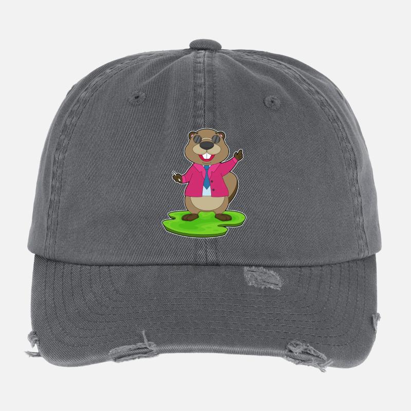 Beaver Teacher Chalk School Flexfit Vintage Destroyed Cap