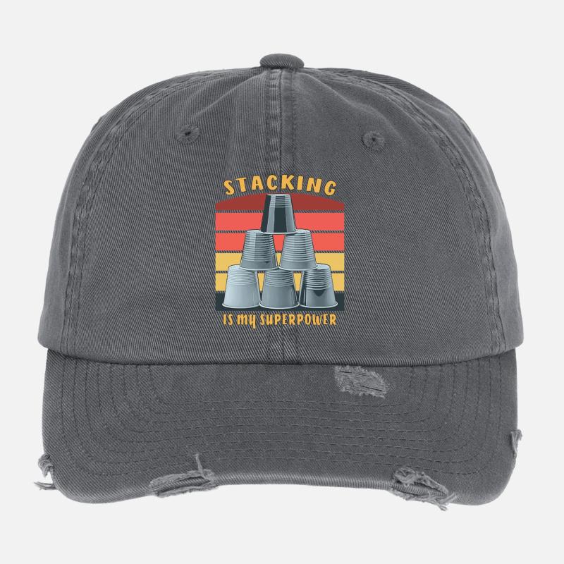 STACKING IS MY SUPERPOWER Flexfit Vintage Destroyed Cap