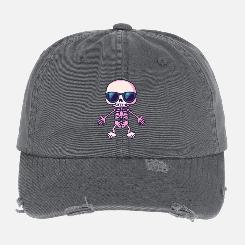 Skeleton Halloween Flexfit Vintage Destroyed Cap