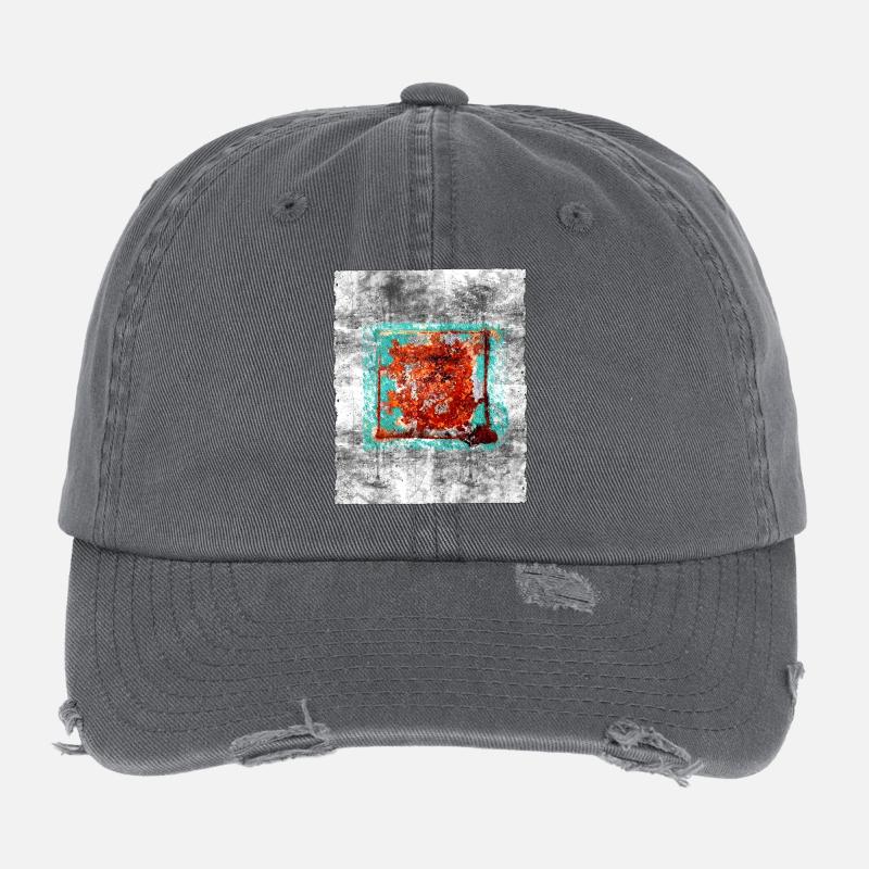 Rust square on grey texture Flexfit Vintage Destroyed Cap
