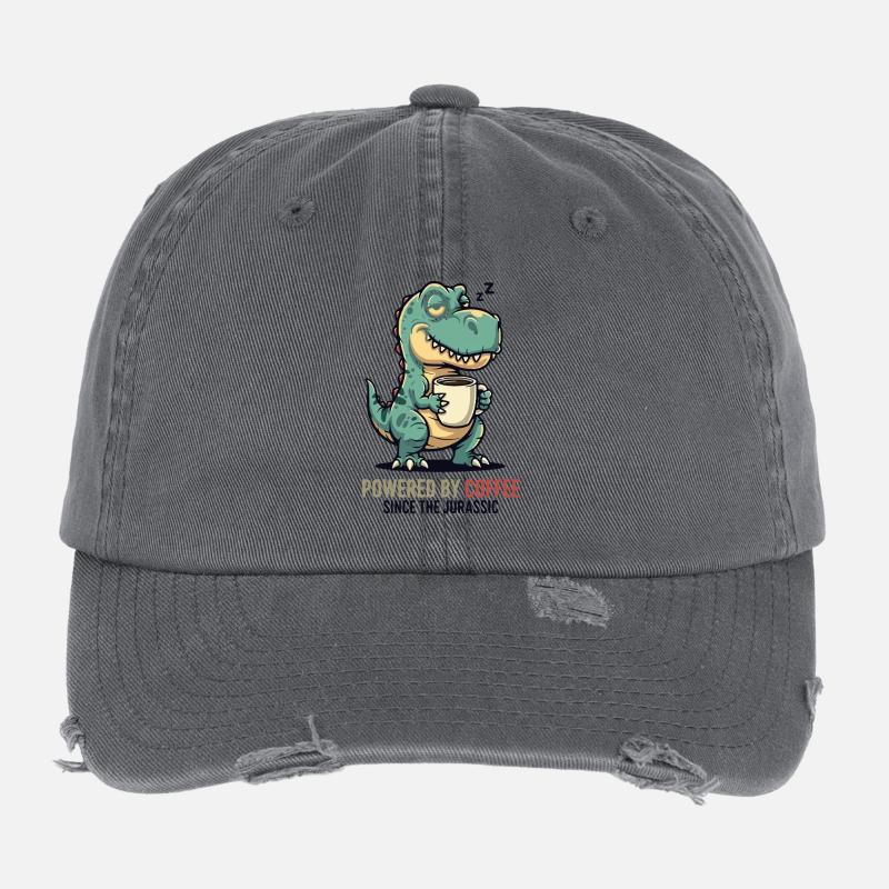 Dino Café Humour Casquette vintage effet usé Flexfit