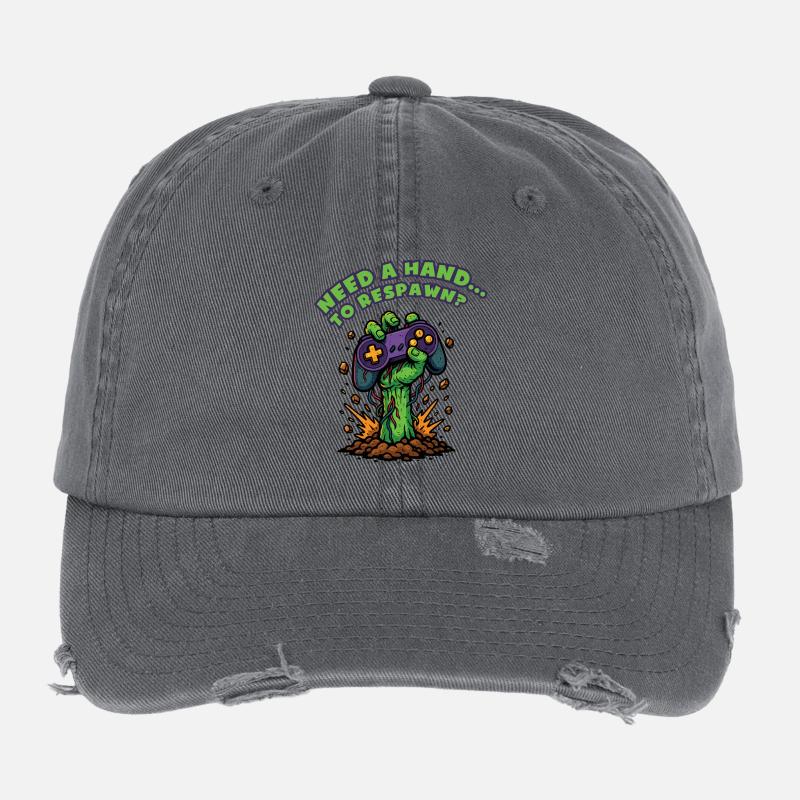 Zombie-Hand-Respawn-Controller Flexfit Vintage Destroyed Cap