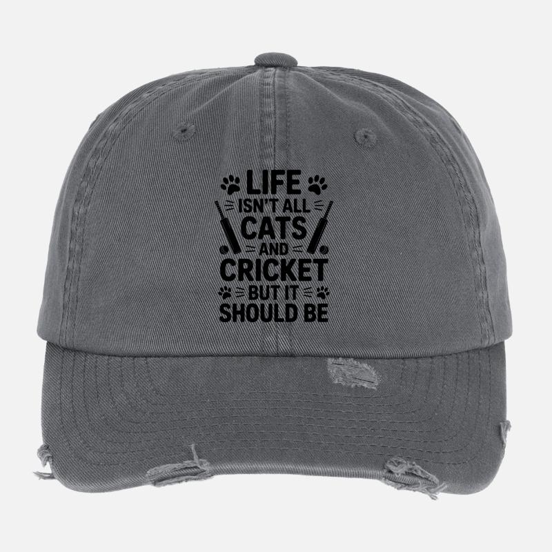 Cricket Dire Chats Drôle Cricket Cadeau Casquette vintage effet usé Flexfit