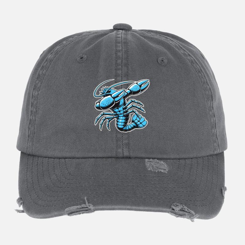 Blauer Krebs Illustration Flexfit Vintage Destroyed Cap