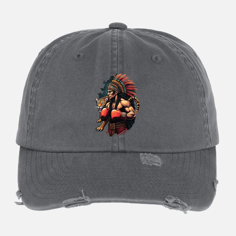 Indigenous WarriorWith Jaguar Flexfit Vintage Destroyed Cap