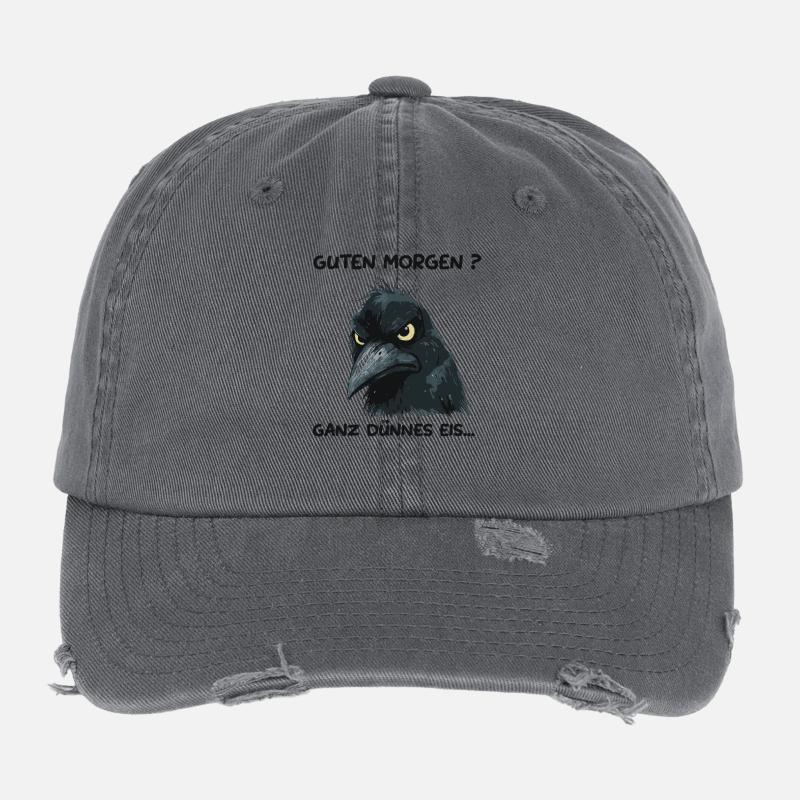 Rabe mit Warnung: Ganz dünnes Eis Flexfit Vintage Destroyed Cap