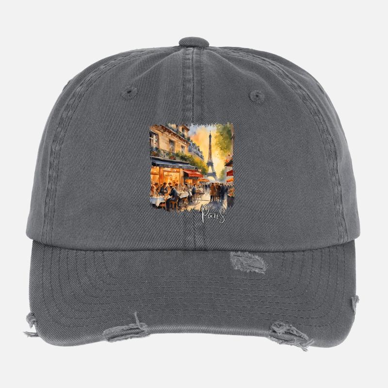 Pariser Aquarell, Paris, Frankreich Flexfit Vintage Destroyed Cap