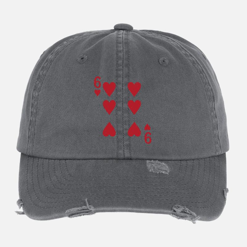 Six Hearts Double Head Card Rome Flexfit Vintage Destroyed Cap