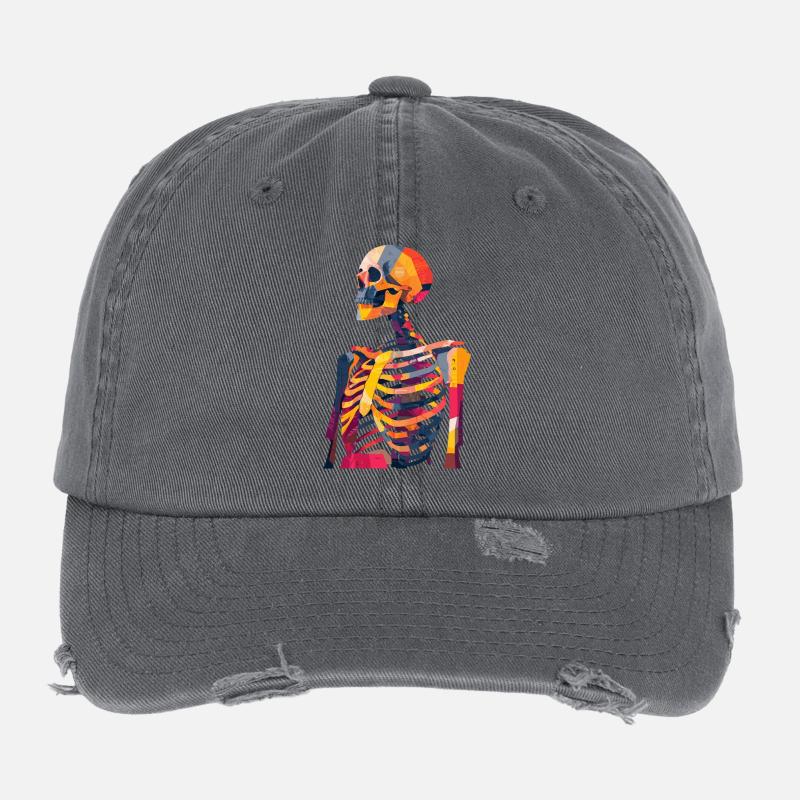 Artiste squelette Art créatif Anatomie Casquette vintage effet usé Flexfit