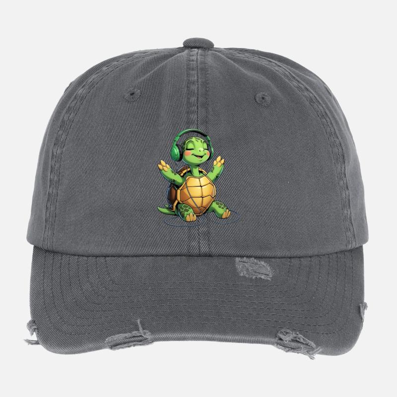 Tortue musicale avec casque Casquette vintage effet usé Flexfit