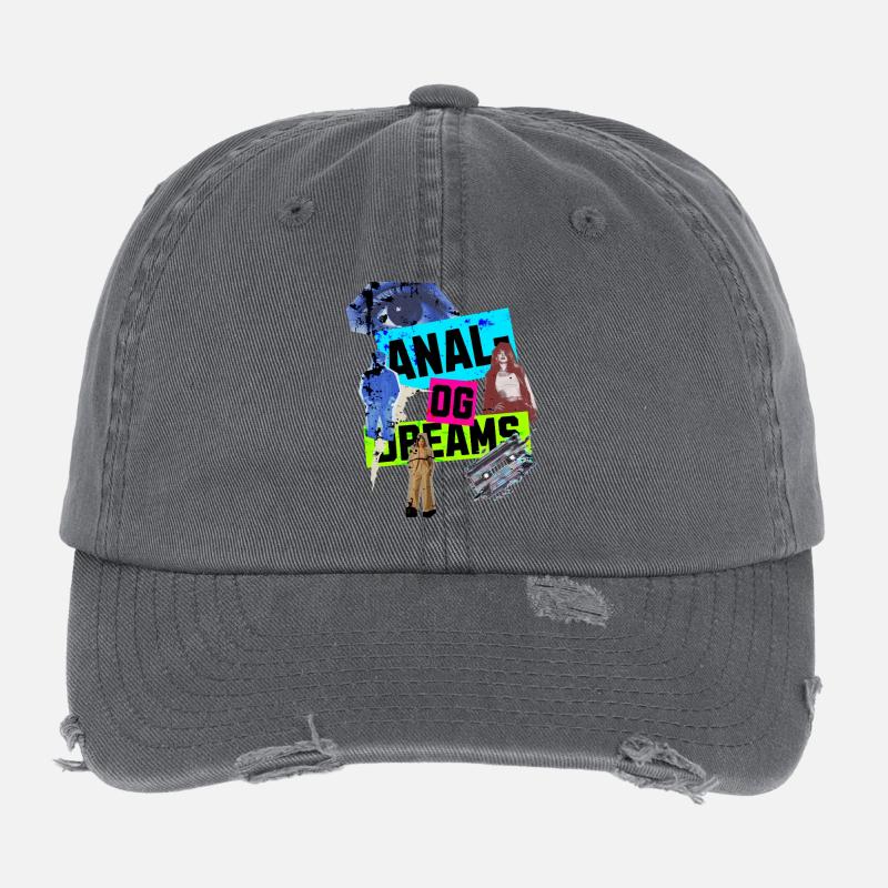 Analog Dreams – Retro Collage Design in 90s Style Flexfit Vintage Destroyed Cap
