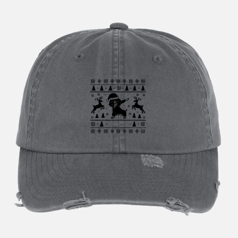 Dabbing Dackel Christmas Man Style Flexfit Vintage Destroyed Cap