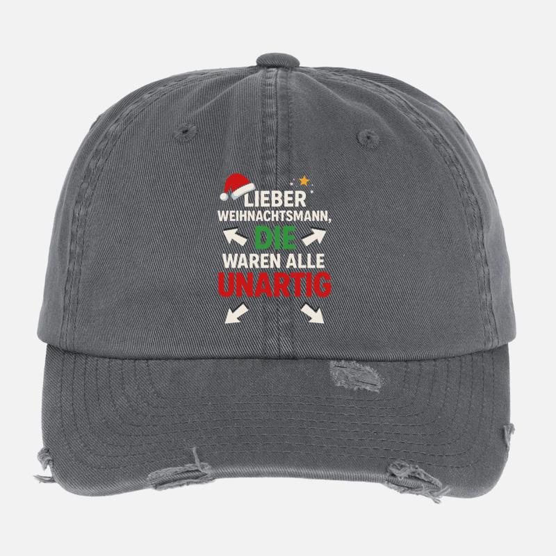 Lieber Weihnachtsmann Die Waren Alle Unartig Flexfit Vintage Destroyed Cap
