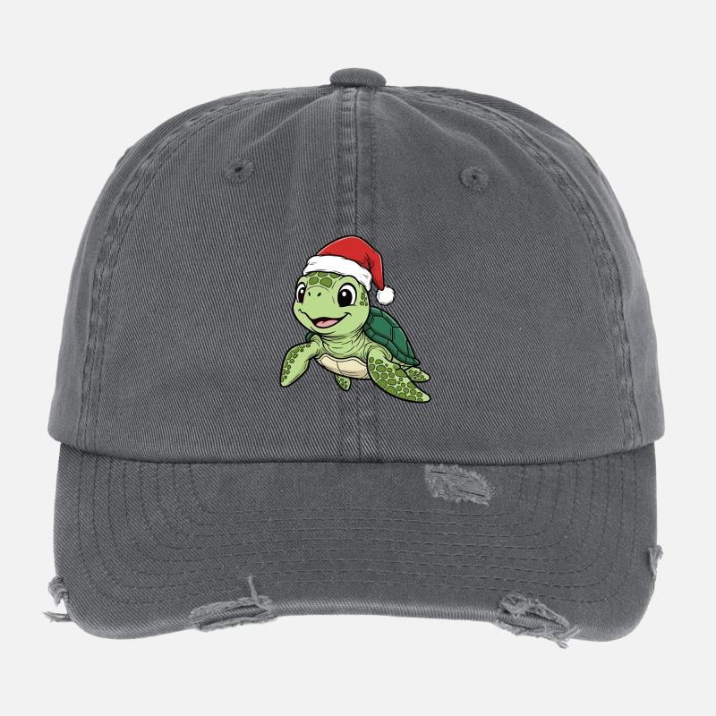 Tortue avec chapeau de Noël Casquette vintage effet usé Flexfit
