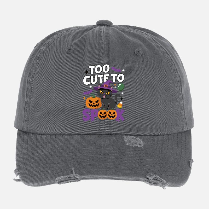 Trop mignon pour être effrayé - Chat sorcière mignon Casquette vintage effet usé Flexfit