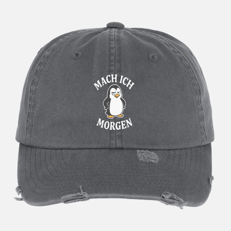 Procrastinating Penguin Saying Flexfit Vintage Destroyed Cap