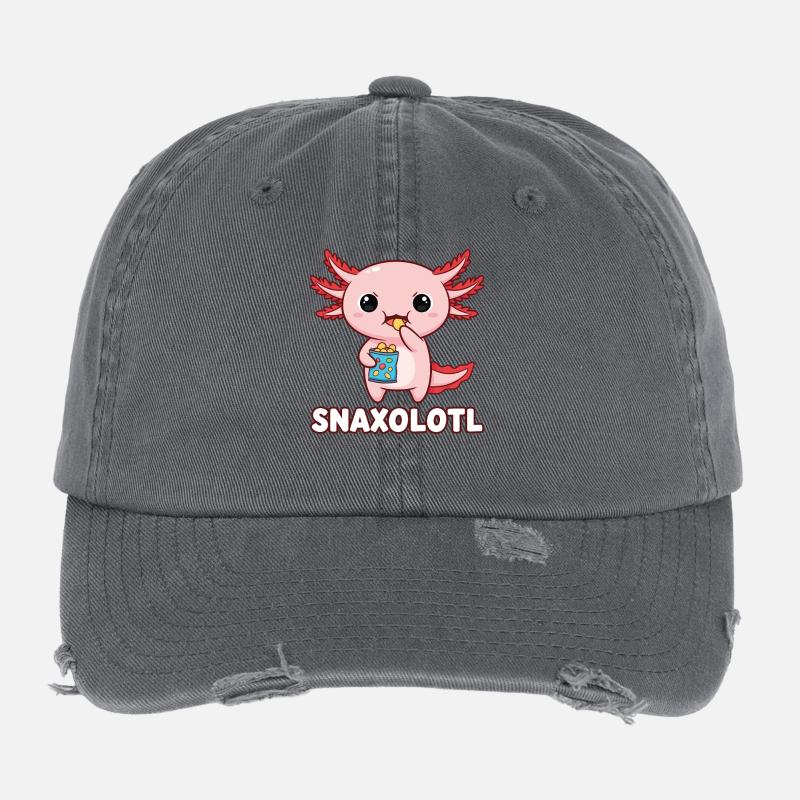 Mignon axolotl rose mangeant des chips Casquette vintage effet usé Flexfit