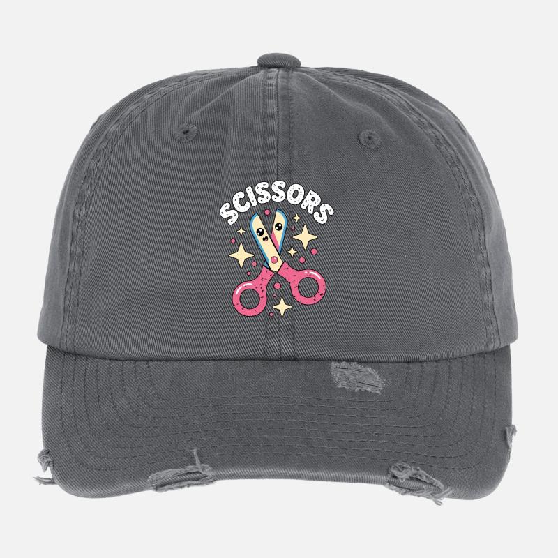 Ciseaux Pierre Papier Kawaii Ciseaux Casquette vintage effet usé Flexfit